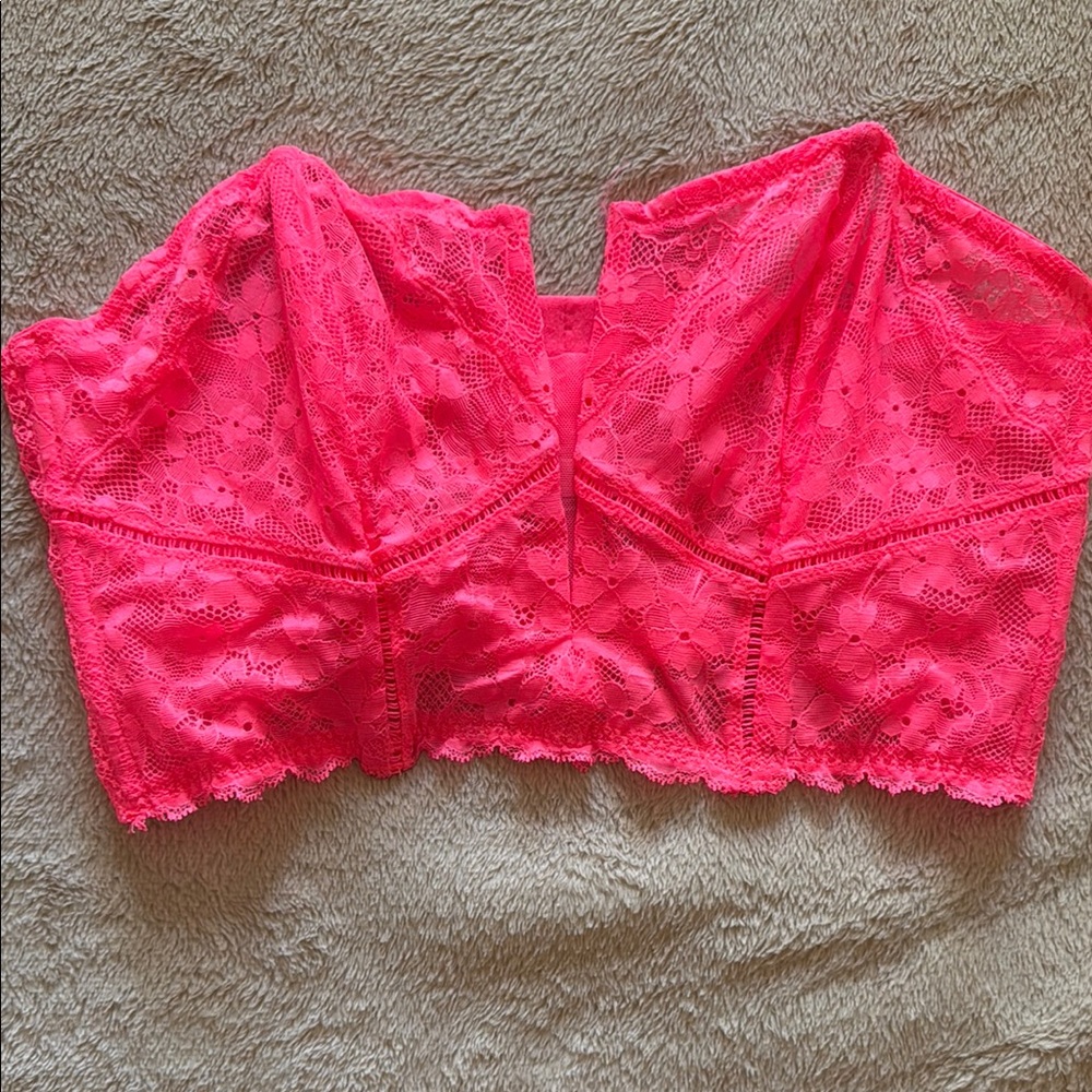 Vibrant Pink Lace Crop Top